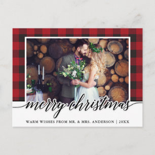 Red Play Calligraphy Bröllop God jul Vykort