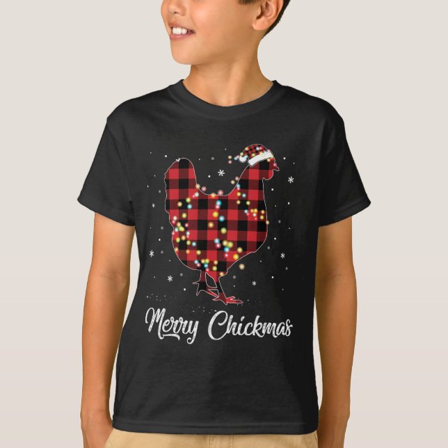 Red Play Chicken Merry Chickmas jul Pajama T Shirt (Framsida)