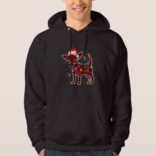 Red Play Chihuahua Hund jul Pajamas Family X Hoodie (Framsida)
