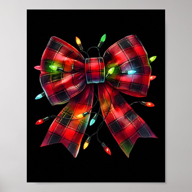 Red Play Coquette Bow jul Ljus Julafton Pajam Poster (Framsidan)