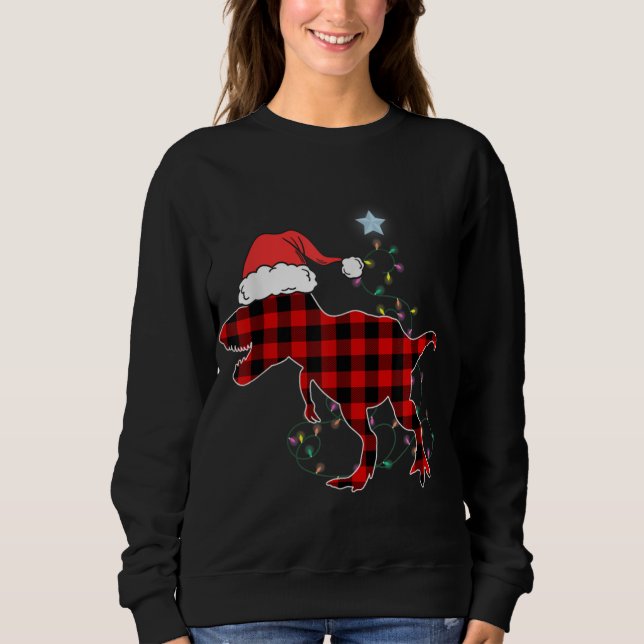 Red Play Dinosaur T Rex jul Ljus Träd PJ Shirt (Framsida)