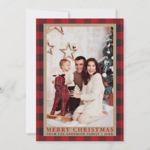Red Play Family Photo God jul Kraft Julkort