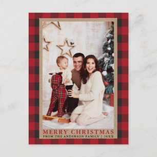 Red Play Family Photo God jul Kraft Vykort