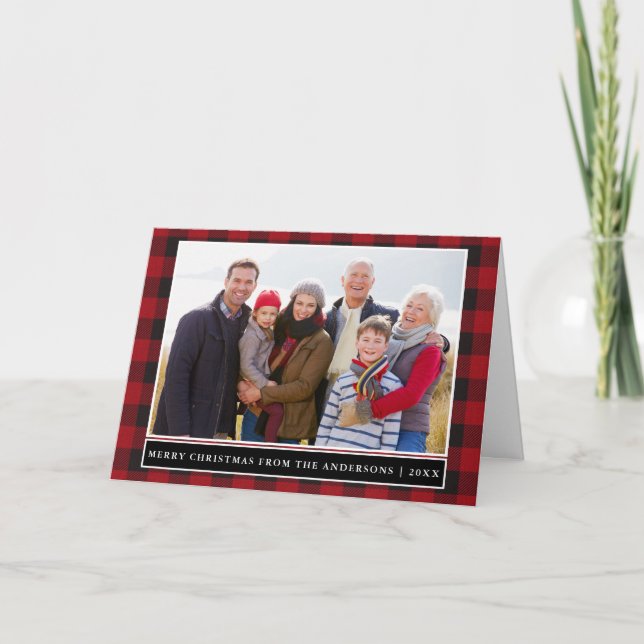 Red Play Family Photo God jul-mappat Helgkort (Framsida)