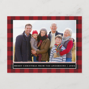 Red Play Family Photo God jul Vykort
