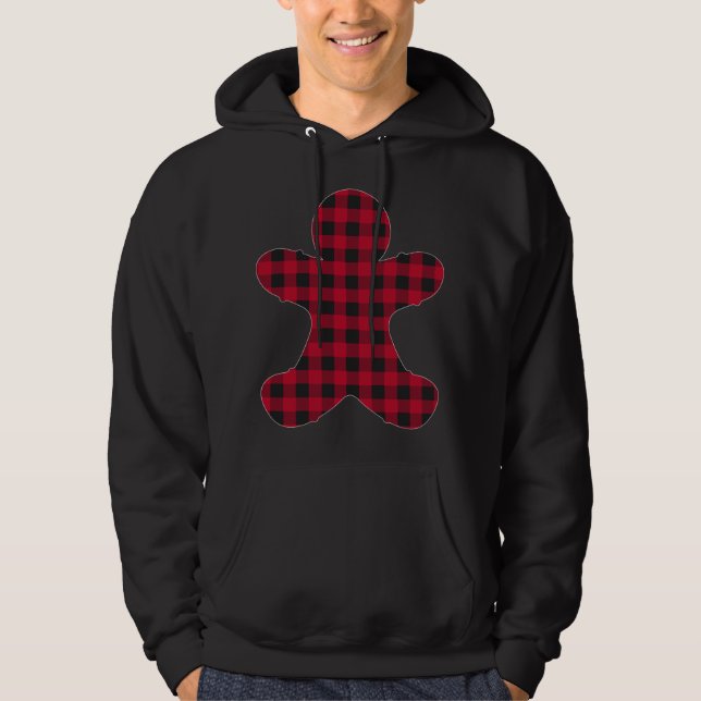 Red Play Gingerbröd Julafton Matching Buffalo Fami Hoodie (Framsida)