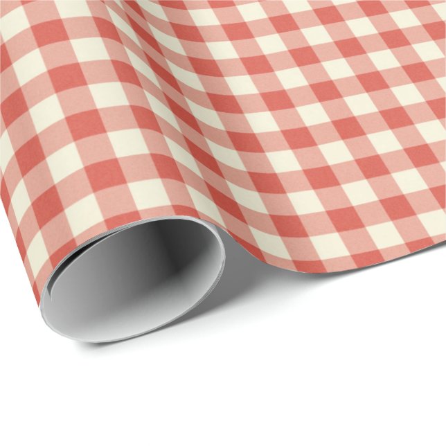 Red Play Gingham Land Farmhouse Simple Presentpapper (Rullad Hörn)