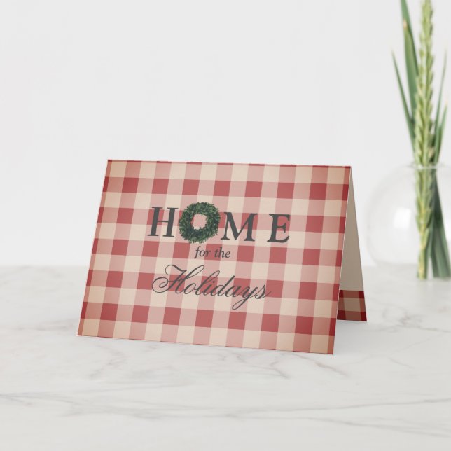 Red Play Gingham Land Helgdag Kort (Framsida)