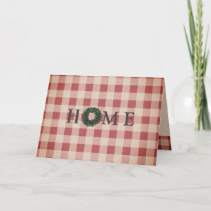 Red Play Gingham Land Houseuppvärmning Kort