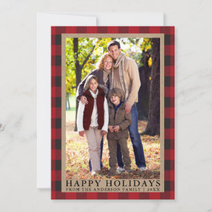 Red Play Glad helg Kraft Family Photo Julkort