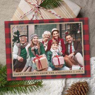 Red Play Glad helg Kraft Family Photo Julkort