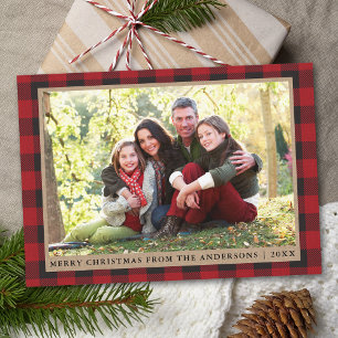 Red Play God jul Kraft Family Photo Julkort