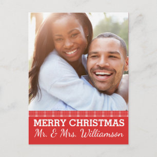 Red Play God jul, Mr & Mrs Photo Postcard Helg Vykort