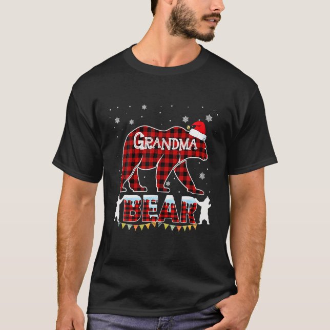 Red Play Grandma Bear jul jul Pajama Matching F T Shirt (Framsida)