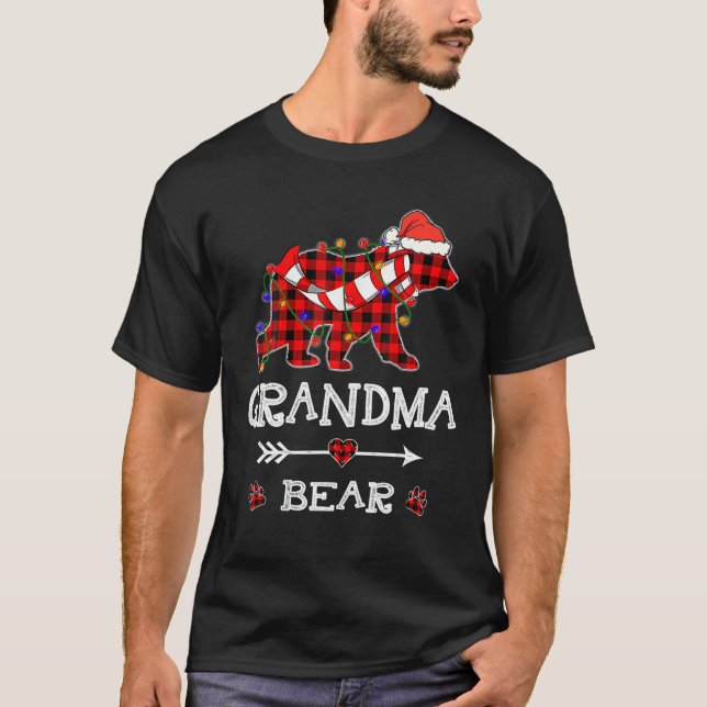 Red Play Grandma Bear-jultomten T Shirt (Framsida)