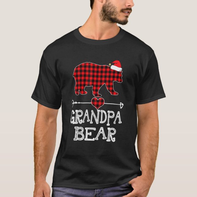Red Play Grandpa Bear Matching Pajama Familj T Shirt (Framsida)