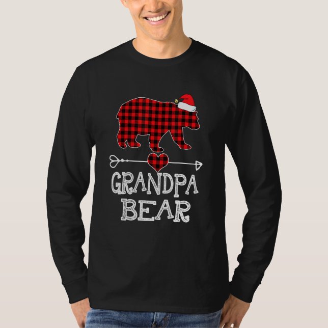 Red Play Grandpa Bear Matching Pajama Familj T Shirt (Framsida)