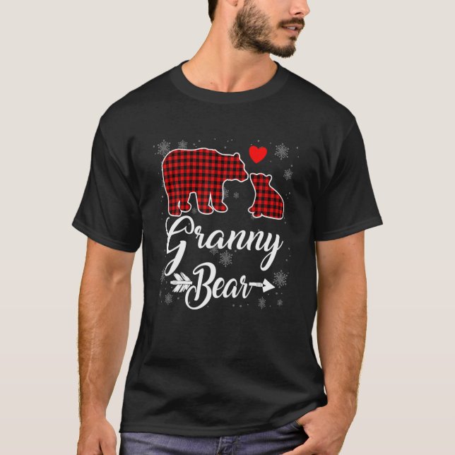 Red Play Granny Bear jul jul Pajama Matching Fa T Shirt (Framsida)