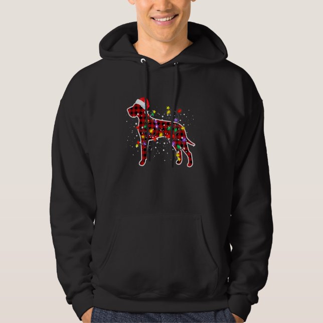 Red Play Great dane Hund jul Pajamas Julafton Li Hoodie (Framsida)