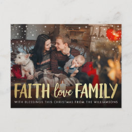 Red Play & Guld Faith Kärlek-familjens julfoto Helg Vykort