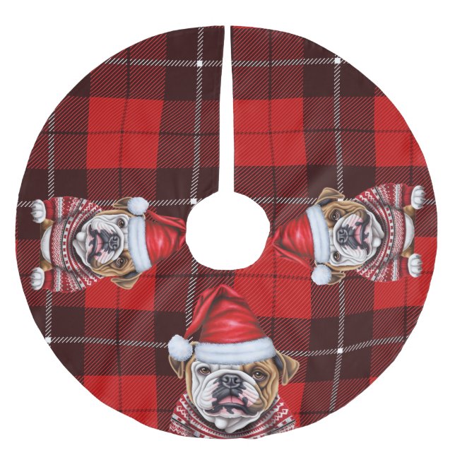 Red Play Helgdag Bulldog Jul Julgransmatta Borstad Polyester (Framsidan)