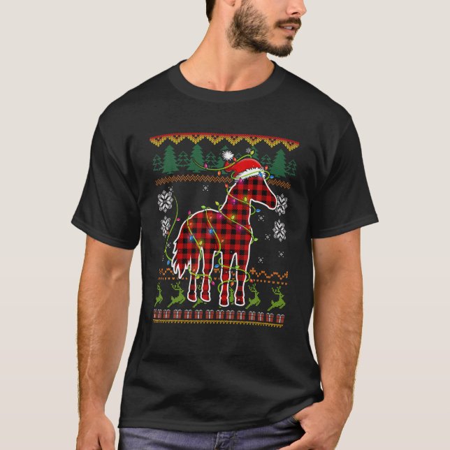 Red Play Horse Santa Ugly jul Sweater Pajam T Shirt (Framsida)