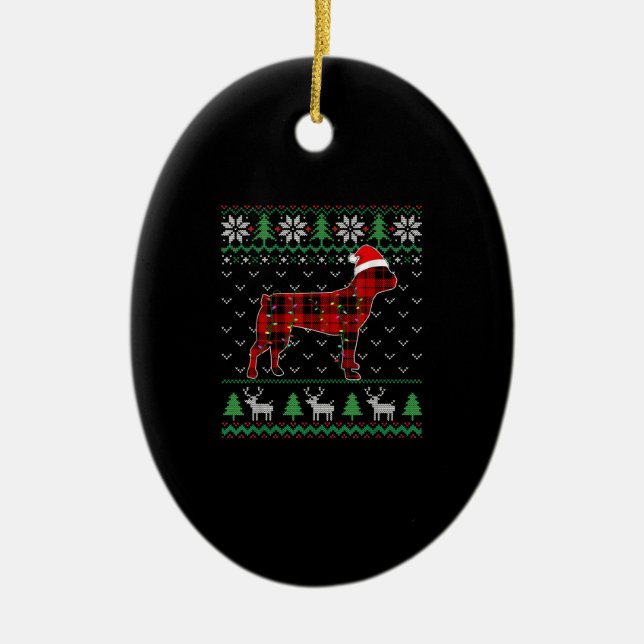 Red Play Hund Ugly jul Ljus Boston Terrier Terrier Julgransprydnad Keramik (Framsidan)