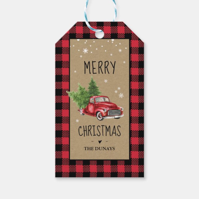 Red Play-julen Lastbil Märkre Presentetikett (Framsidan)