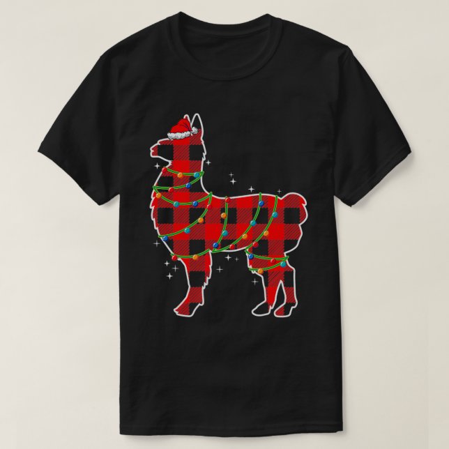 Red Play Llama jul Ljus Funny Llama Santa T Shirt (Design framsida)