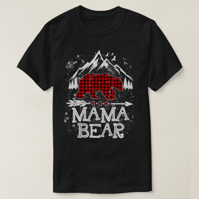 Red Play Mamma Bear jul jul Pajama Matching Fami T Shirt (Design framsida)
