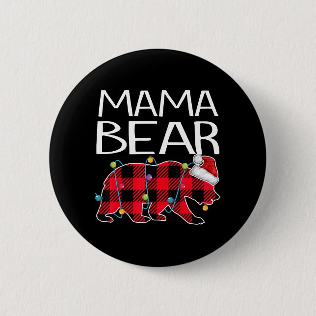 Red Play Mamma Bear Julafton Matching Pajama Famil Knapp (Framsida)