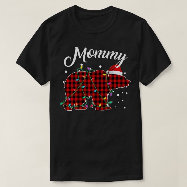 Red Play Mamma Bear Matching Buffalo Pajama T Shirt (Design framsida)