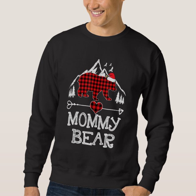 Red Play Mamma Bear Matching Pajama-familjen Lång Ärmad Tröja (Framsida)