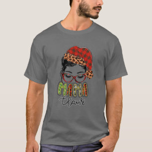 Red Play Mamma Claus Messy Bun Family jul Morsa T Shirt