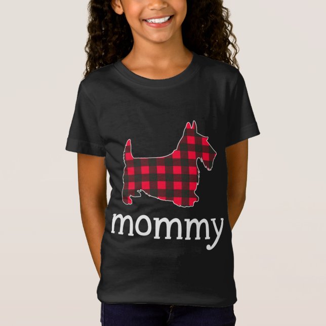 Red Play Mamma Scottie Hund Julmatchning Fam T Shirt (Framsida)