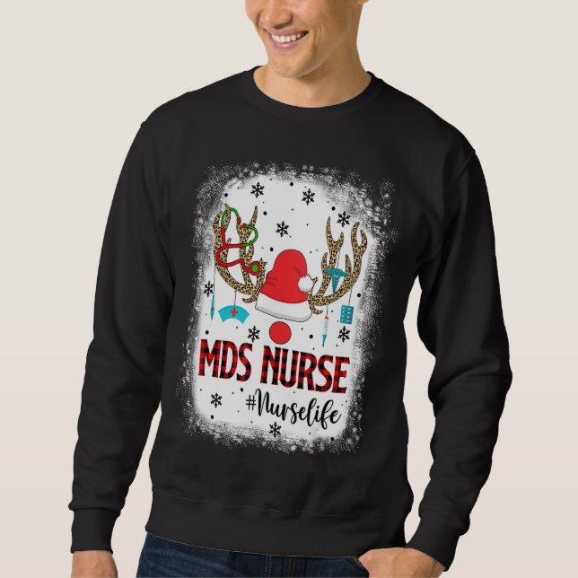 Red Play MDS Nurse Reindeer jul Pajama Nurs Lång Ärmad Tröja (Framsida)