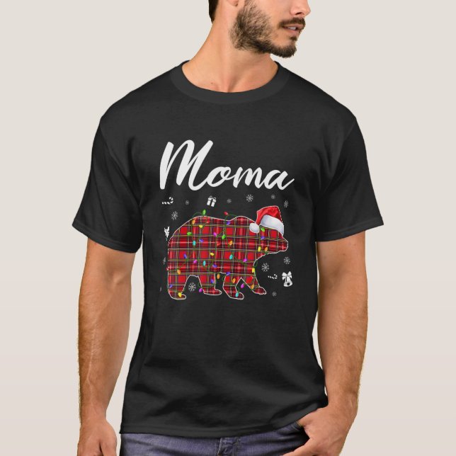 Red Play Moma Bear Matching Buffalo Pajama T Shirt (Framsida)
