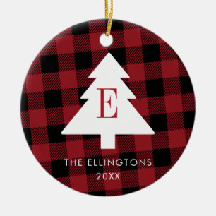 Red Play Monogram jul Ornament med Photo