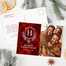 Red Play Monogram Photo jul Helg Vykort