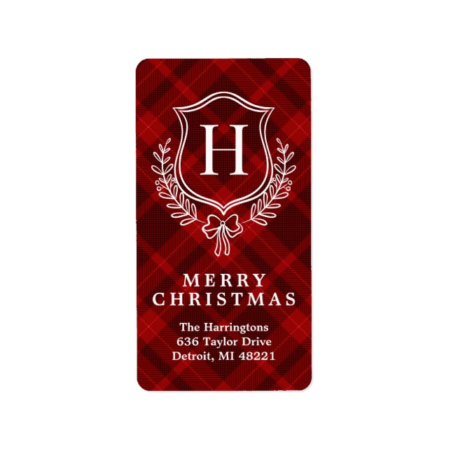 Red Play Monogram-Returadressen Jul Adressetikett (Framsidan)