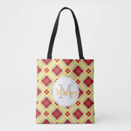 Red Play Monogram Tote Bag Tygkasse