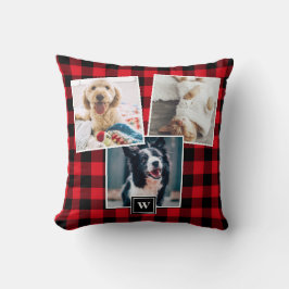 Red Play Mönster 3 Photo Collage Monogram Pillow Kudde