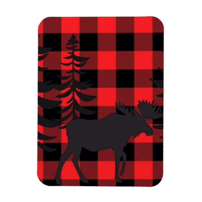 Red Play Moose Silhouette Magnet (Vertikal)