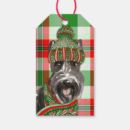 Red Play och Scottish Terrier Hund jul Presentetikett