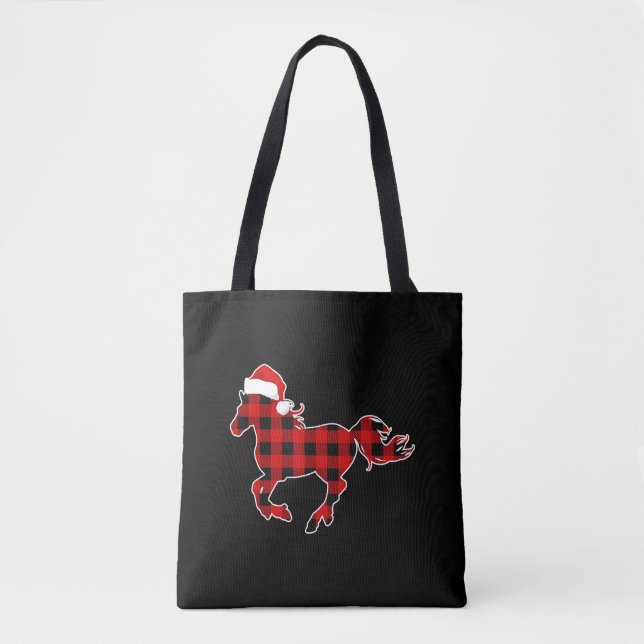 Red Play Pajama Horse Santa Hat julklapp Tygkasse (Framsida)