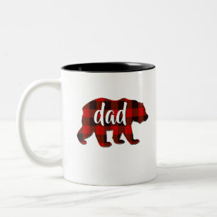 Red Play pappa Bear Buffalo Matching Family Pajam Två-Tonad Mugg