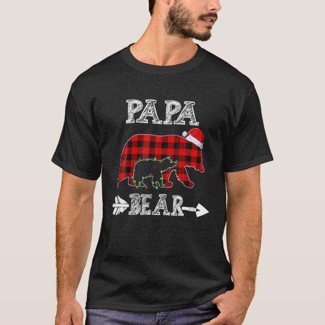 Red Play Pappa Bear Kid jul Light Santa Hat T Shirt (Framsida)