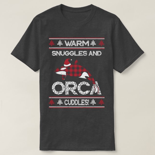 Red Play Plaided Warm Snuggles Orca Cuddles Chris T Shirt (Design framsida)