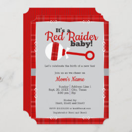Red Play Raider Baby Shower Inbjudningar