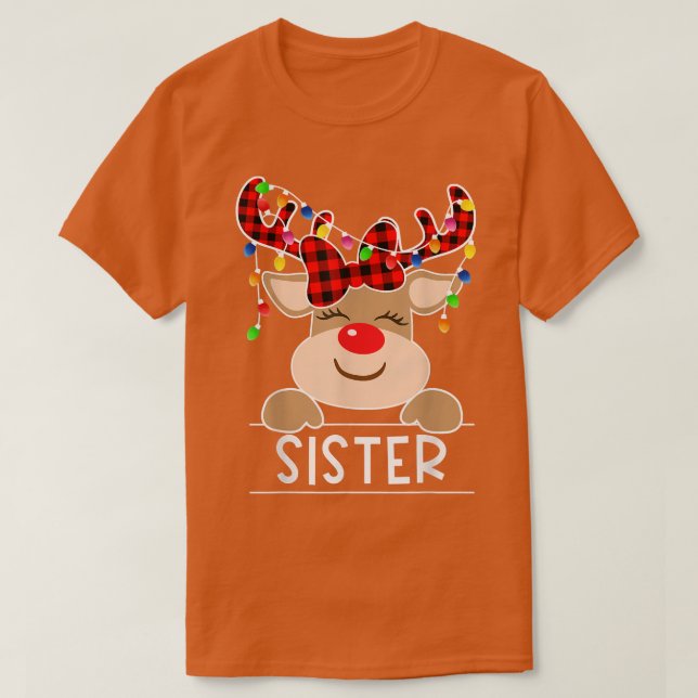 Red Play Reindeer Sister jul Light Christma T Shirt (Design framsida)
